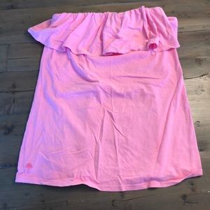 Lilly Pulitzer Hot Pink Ruffle Strapless Top